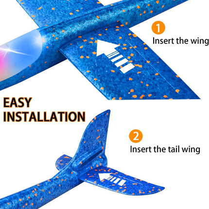 2-Pack LED Glider Airplanes – 17.5" Foam Flying Toy for Kids Ages 3–9