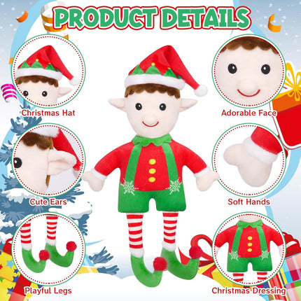 Christmas Elf Stuffed Animal – Plush Xmas Elf Doll for Boys & Girls