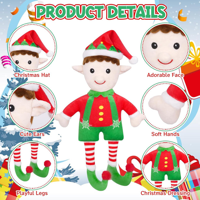 Christmas Elf Stuffed Animal – Plush Xmas Elf Doll for Boys & Girls