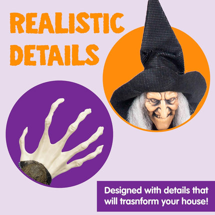 4-Piece 19.6in Hanging Witch Halloween Decorations, Flying Haunted House Yard Decor