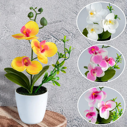 4-Pack Mini Artificial Orchid Flowers – Potted Fake Orchids with Vase, Multi-Color