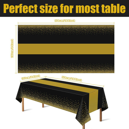 4 Pack New Year 2026 Disposable Tablecloths Black & Gold Party Supplies