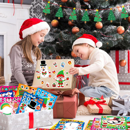 36 Sheets Christmas Make-a-Face Stickers – Santa & Snowman Holiday Craft Set