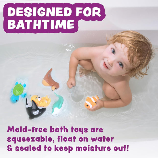 Marine Mold Free Bath Toys 6 Pack Sealed No Hole Baby Toddler Squeeze Pool Toys
