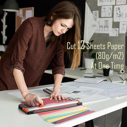 A4 Paper Cutter 12 Inch Titanium Paper Trimmer with Safety Guard & Ruler