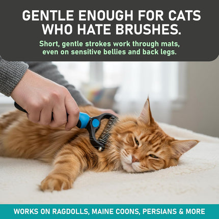 Double Sided Pet Grooming Rake for Dogs & Cats Deshedding Dematting Tool