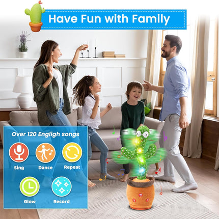 Christmas Dancing Talking Cactus Toy – Interactive Light-Up Mimic Toy