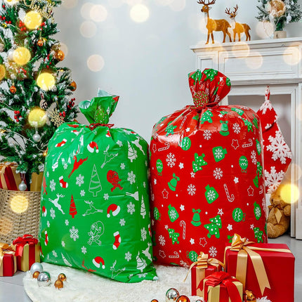2PCS Large Christmas Santa Gift Sacks 48x36 Inch Jumbo Holiday Gift Bags