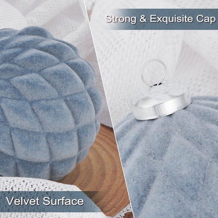 46PCS Velvet Christmas Ornaments – Gray Blue Shatterproof Tree Decor