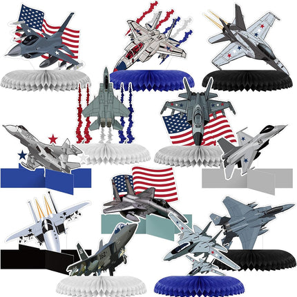 12 Pcs Patriotic Air Force Honeycomb Centerpieces 4th of July Party Decor