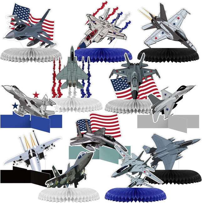 12 Pcs Patriotic Air Force Honeycomb Centerpieces 4th of July Party Decor