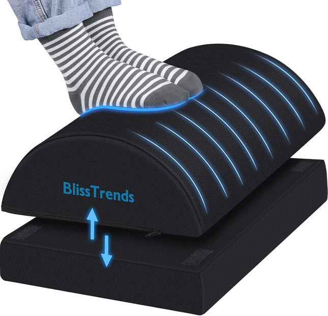 Under Desk Foot Rest with Adjustable Heights Washable Cover for Office