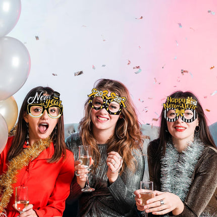 12 PCS New Year 2026 Paper Glasses Funny NYE Party Photo Booth Props