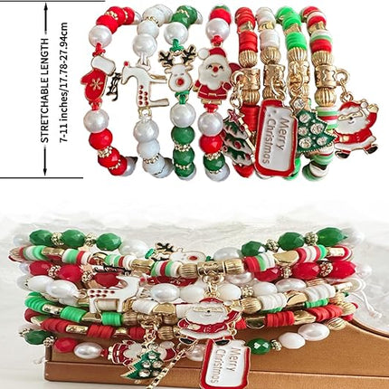 8PCS Christmas Bracelets for Women – Merry Christmas in July Gifts & Holiday Party Decorations