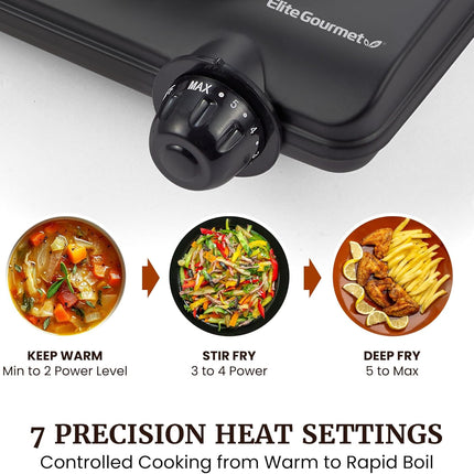 1000W Electric Countertop Burner – Cast Iron, 7 Heat Settings, Portable