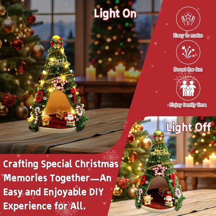 Christmas Pipe Cleaners Craft Kit – Red & Green DIY Tree Decorations with Lights