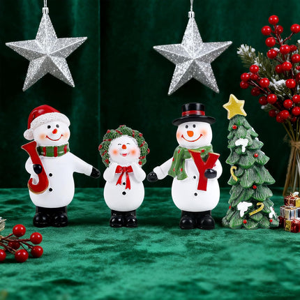 4PCS Resin Snowman Ornaments – Christmas Table & Shelf Decorations