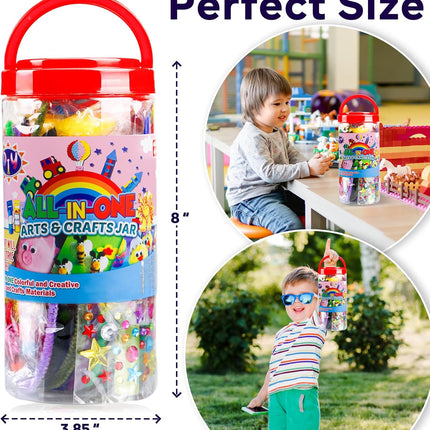 Kids Arts & Crafts Supplies Kit with Glitter Glue Pom Poms & DIY Tools