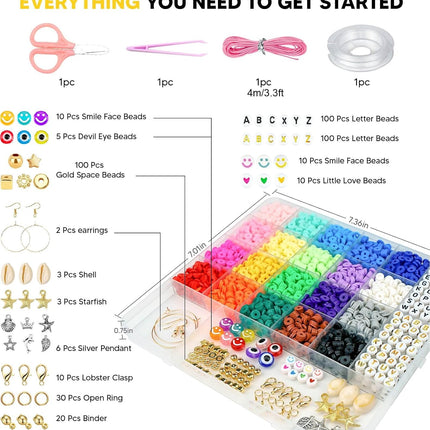 Clay Beads Bracelet Kit – 5000 Pieces with Charms, DIY Jewelry for Kids