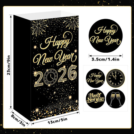 24-Piece New Year Eve Gift Bags – With Happy New Year Stickers 2026