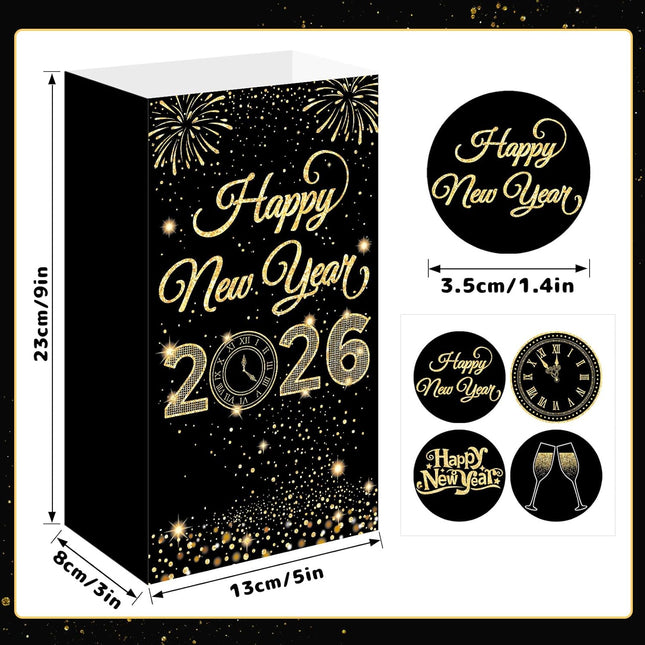 24-Piece New Year Eve Gift Bags – With Happy New Year Stickers 2026