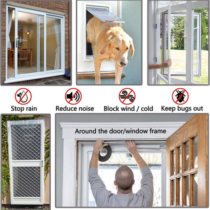 Self Adhesive Pile Weather Stripping Seal for Sliding Windows Doors 16.5Ft Grey