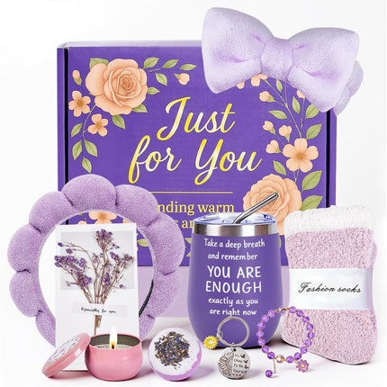 Cozy Self-Care Gift Set for Her – Mug, Spa Headband, Socks & Candle