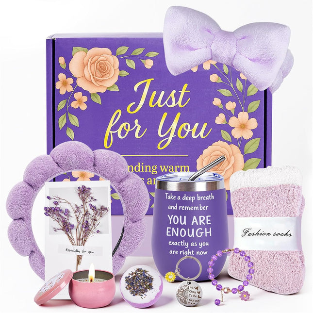 Cozy Self-Care Gift Set for Her – Mug, Spa Headband, Socks & Candle