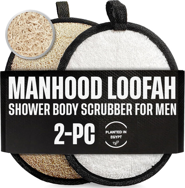 2PCS Natural Loofah Body Scrubber, Shower Sponge Exfoliator for Bath & Hygiene
