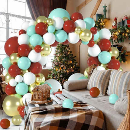 Christmas Balloon Arch Kit – 5, 12, 18In Red, Green, Gold Balloons for Party Decor