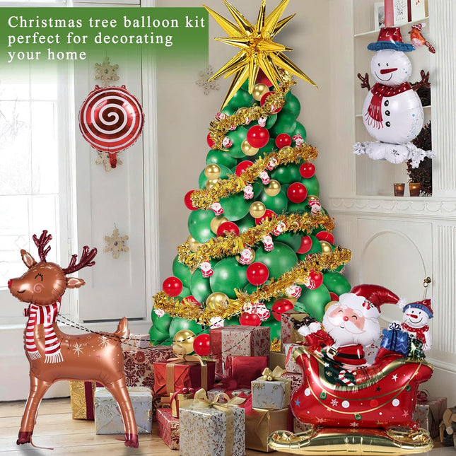 193PCS Christmas Balloon Garland Kit – Tree, Snowman & Santa Decorations