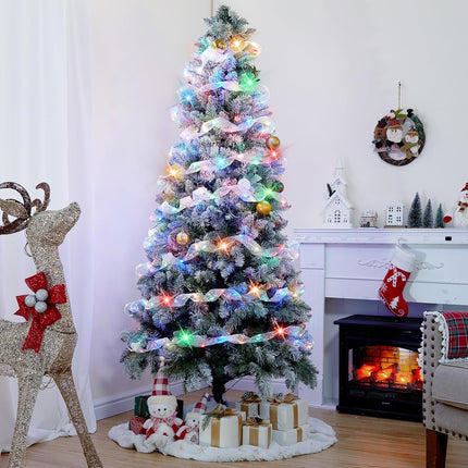 Christmas Tree Ribbon Lights, 33ft 100 LED Battery-Powered Fairy Lights