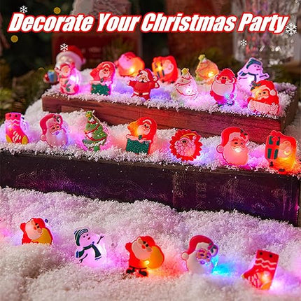 50Pcs Christmas Light Up Glow Rings – Flashing Glowing Finger Rings for Party Favors