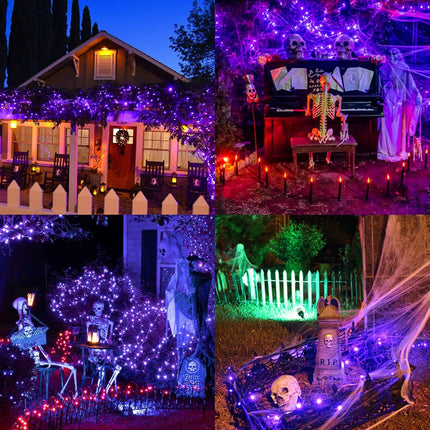 114.8FT Halloween String Lights, 300 LED Music Sync, Spooky Sounds, Waterproof