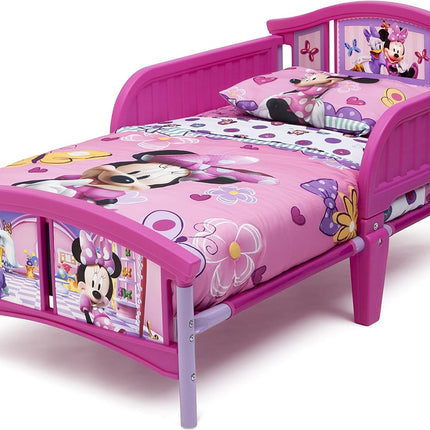 Disney Minnie Mouse Plastic Toddler Bed with Guardrails, Steel Frame, Ages 15 Months+