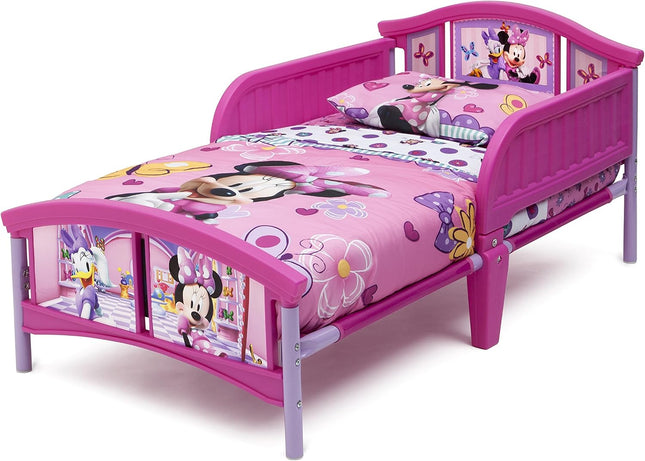Disney Minnie Mouse Plastic Toddler Bed with Guardrails, Steel Frame, Ages 15 Months+
