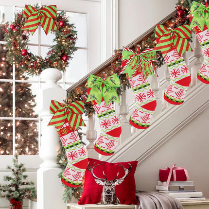 12PCS Large Christmas Bows – Red & Green Garland Decorations for Xmas