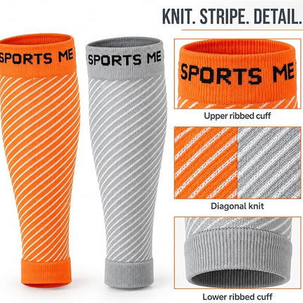 Orange Calf Sleeves 2 Pairs for Men and Women, Breathable Mid-Calf Leg Warmers for Sports