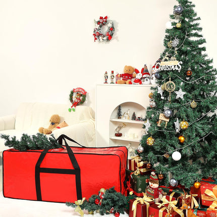 Christmas Tree Storage Bag with Wheels – Fits 6-7.5ft Trees, Red Color