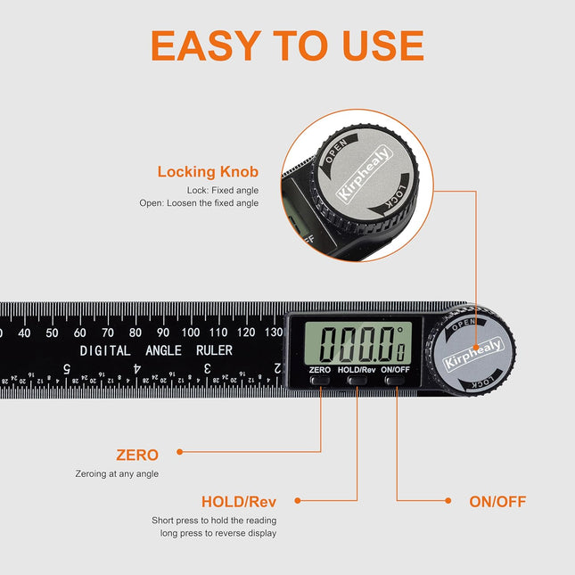Digital Angle Finder Protractor 7 Inch 200mm Adjustable Angle Ruler Measuring Tool