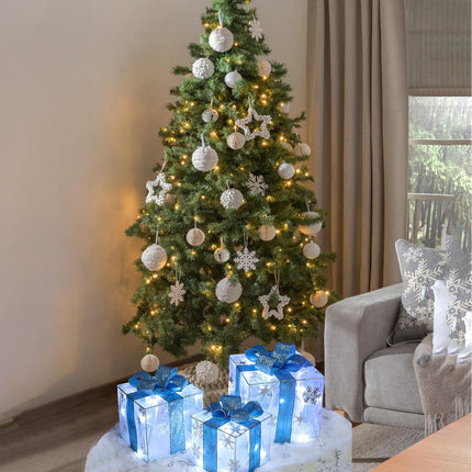 3-Pack LED Lighted Christmas Gift Boxes – 60 Cool White Lights, Indoor/Outdoor Decor