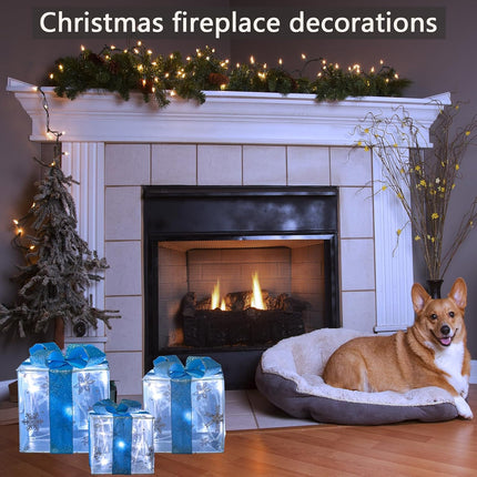 3-Pack LED Lighted Christmas Gift Boxes – 60 Cool White Lights, Indoor/Outdoor Decor