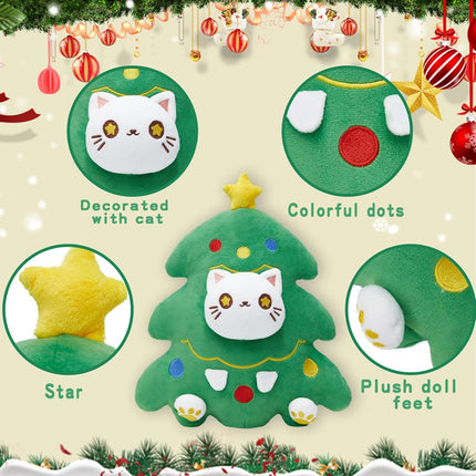 Christmas Cat Plush Toy – 12-Inch Soft Kawaii Kitten Stuffed Animal