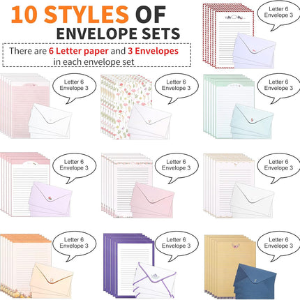 90-Piece Stationery Set – 60 Letter Paper, 30 Envelopes & 48 Colorful Dot Decals