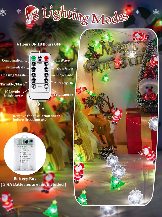 Battery Powered Christmas Lights – 10ft 30LED Twinkle Fairy Lights with Remote
