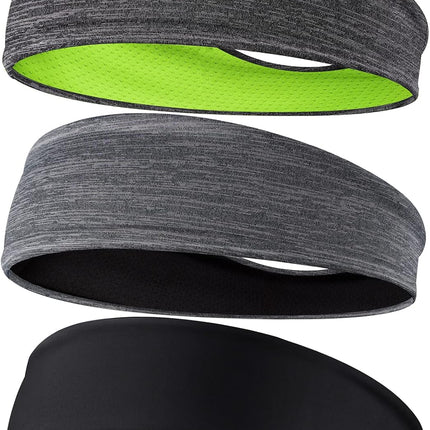 3-Pack Men's Sports Headbands, Sweat-Wicking Non-Slip Bands for Running & Fitness