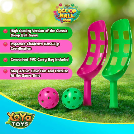 Scoop Ball Toss and Catch Game Set with 2 Scoops 2 Balls PVC Carry Case