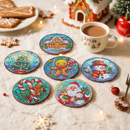 6PCS 5D Diamond Painting Coasters Kits with Holder – Small DIY Diamond Art Coaster Kits