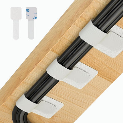 50 PCS Hook and Loop Cable Ties with Adhesive Clips – Desk Cable Organizer
