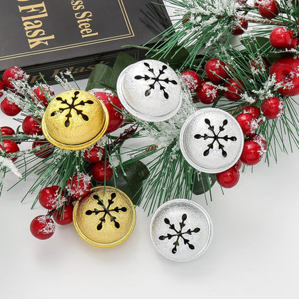 24PCS Snowflake Jingle Bells – 1.6" Silver & Gold Holiday Craft Decorations